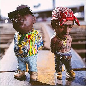 DFYOP Escultura de resina, ornamento feito à mão de Biggie + Tupac, estatueta de resina comemorativa (vermelha) (Discos de Vinil)