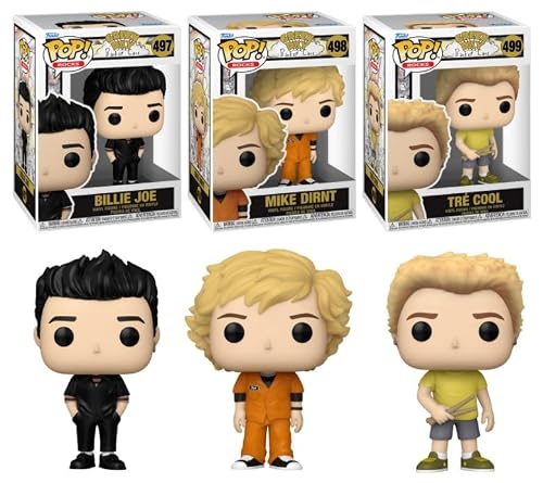Funko Pop! Rocks Green Day Basket Case Set of 3, Billie Joe #497, Mike Dirnt #498, Tré Cool #499 (Discos de Vinil)