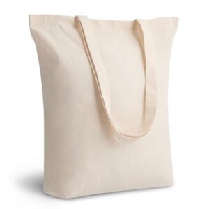 TOPDesign Pacote com 48 sacolas de algodão com reforço de 10 cm, 38 cm x 40 cm x 10 cm, econômica, leve, reutilizável, sacolas lisas para compras, sacolas lisas em branco para bricolage, vinil (Discos de Vinil)