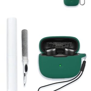 Capa para fones de ouvido intra-auriculares Bowers & Wilkins Pi6 sem fio, capa protetora portátil de silicone macio resistente a arranhões com kit de limpeza, mosquetão e cordão, verde (Equipamentos)