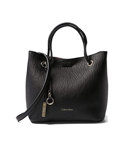 Calvin Klein Mini Tote de Cordeiro Bolha Gabrianna Transversal, Preto/dourado, One Size (Discos de Vinil)