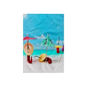 3dRose Toalha Red Chili Peppers by The Sea Happy Beach Hours 38 x 55 cm (Discos de Vinil)