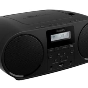 Philips Boombox portátil de CD Player com Bluetooth, rádio FM, alto-falantes dinâmicos com reforço de graves, entrada USB/fone de ouvido/entrada auxiliar, leitor de CD de som estéreo compacto (Equipamentos)