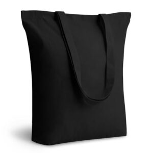 TOPDesign Pacote com 6 sacolas de algodão com reforço de 10 cm, 38 cm x 40 cm x 10 cm, bolsas econômicas leves e reutilizáveis para compras, sacolas lisas em branco para bricolage, vinil, sublimação (Discos de Vinil)