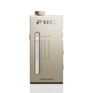 FiiO Receptor de rádio estéreo FM HiFi portátil RR11 com ajuste PVR analógico, efeitos sonoros BASS+3D, 64MHz-108MHz (ouro titânio) (Equipamentos)