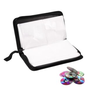 Suporte Para Capa De CD, Porta-caixas De CD/DVD De 80 Capacidades Carteira Portátil De Couro PU CD DVD Capas De Disco Pasta De Armazenamento Para Viagens De Escritório Em Casa De Carro(Preto) (CDs)