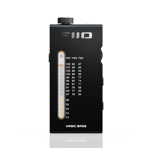 FiiO Receptor de rádio estéreo FM HiFi portátil RR11 com ajuste PVR analógico, efeitos sonoros BASS+3D, 64MHz-108MHz (preto) (Equipamentos)