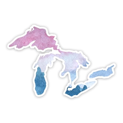 Adesivo de vinil para janela de carro Great Lakes Michigan 15 cm de largura - (pôr do sol em aquarela) (Discos de Vinil)