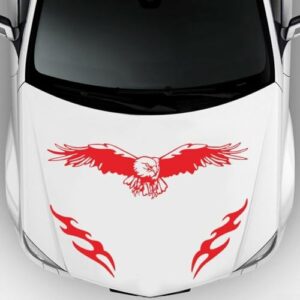 Adesivo de vinil para carro Eagle para capô de caminhão, gráficos de carroceria lateral, emblema faça você mesmo, decoração gráfica do lado do veículo para SUV off-road, pacote com 2, preto e vermelho (Discos de Vinil)