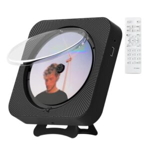 CD Player PortáTil Mesa para Casa, MontáVel Na Parede, Com Alto-Falantes Duplos Integrados, Visor LED E Controle Remoto, CompatíVel Com CD, RáDio FM, USB, Aux, Timer E FunçãO RepetiçãO(BLACK) (Equipamentos)