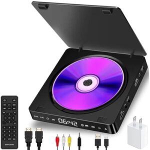 Raxmolo Mini CD Player Home DVD/VCD HD Video DVD Player HiFi Alto-falantes estéreo 1080p Leitor de DVD portátil para TV (plugue EUA) (Equipamentos)