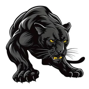 Pacote com 2, adesivos de vinil Pantera Negra, 13 x 12,7 cm, design de gato grande agachado feroz, para carros, laptops, para-choques, vidro, tampa do tanque de combustível YC-0174 (Discos de Vinil)