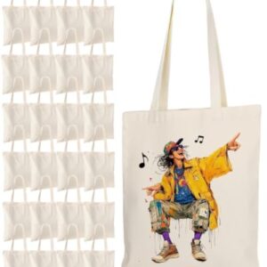 Lzerking Sacola de lona a granel pacote com 24 bolsas de sublimação de 35 x 38 cm, bolsas de pano de compras de supermercado leves médias reutilizáveis para vinil de transferência de calor, sacolas em (Discos de Vinil)