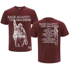 Rage Against The Machine Camiseta masculina BOLA Album Cover (estampa traseira) slim fit marrom, Marrom, GG (Discos de Vinil)