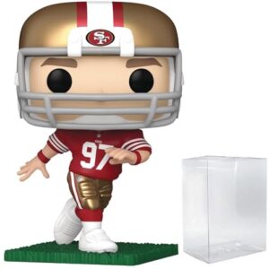 POP Futebol: Nick Bosa (corrida) (uniforme doméstico vermelho e dourado) boneco de vinil Funko (incluído com capa protetora de caixa compatível), multicolorido, 9,5 cm (Discos de Vinil)
