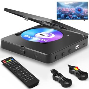 Leitor de DVD Blu Ray, reprodutor de disco de home theater Full HD 1080p para TVs inteligentes e antigas, saída HDMI/AV, áudio Dolby DTS, reprodução USB de 128 GB, Blu-ray Região A/1 e todos os DVDs (CDs)
