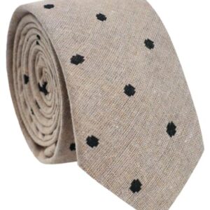 Luckyvestir Gravatas masculinas, de algodão, skinny, de linho, gravatas listradas, de bolinhas, para homens, negócios, casual, casamento, Polka: cáqui, preto, 58" long X 2.56" wide (Equipamentos)