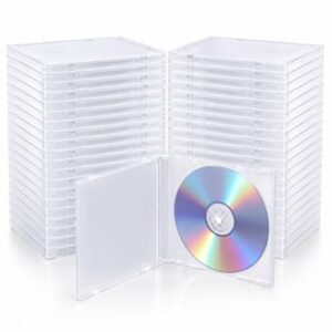 LEIFIDE 25 peças de caixa para CD Jewel Case Standard Single Replacement Cases Bulk 10,4 mm Clear Frosted Shatterproof CD Holder Plastic Discs Protective Covers for DVD Media Storage Collection (CDs)