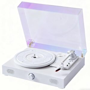Toca-discos de vinil com alto-falantes, toca-discos vintage de 3 velocidades para discos de vinil Bluetooth, toca-discos acionados por correia, alto-falantes de faixa dupla integrados, com saída de (Equipamentos)