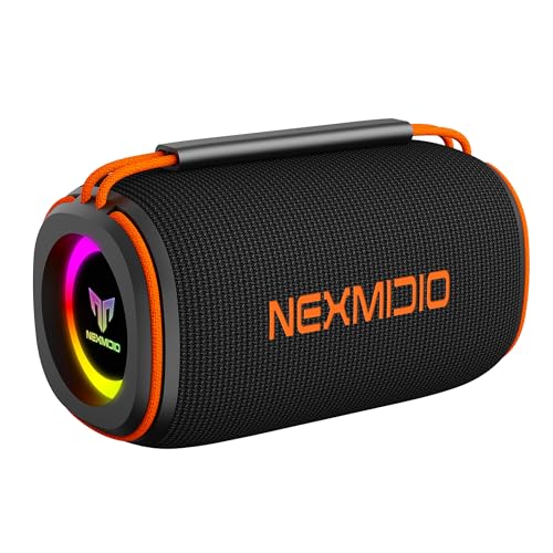 NEXMIDIO Caixa de Som Bluetooth Portátil com Luzes RGB, TWS, Rádio FM, Cartão TF e USB, IPX6 à Prova d’Água, Bateria de Longa Duração – Ideal para Praia, Festa, Churrasco, Piscina e Acampamento (B01) (Equipamentos)