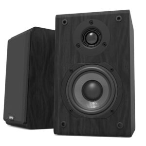 LONPOO Alto-falante passivo de estante, monitor clássico de madeira de 190 cm L x 2 com Woofer de fibra de carbono de 10 cm e alto-falante bidirecional com cúpula de seda de 2,5 cm, amplificador (Equipamentos)