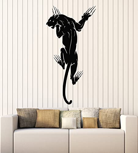 Decalque de parede de vinil pantera besta tribal predador animais selvagens adesivos mural grande decoração (g6571) preto (Discos de Vinil)