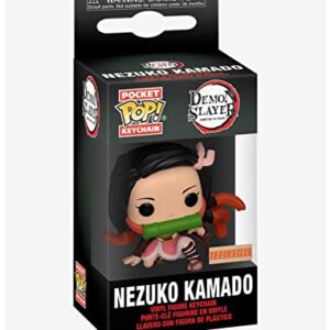 Funko Chaveiro de vinil Pocket Pop! Demon Slayer: Kimetsu no Yaiba Nezuko Kamado (Agachado) - Exclusivo BoxLunch, Vermelho, preto, marrom, rosa, verde, Small (Discos de Vinil)