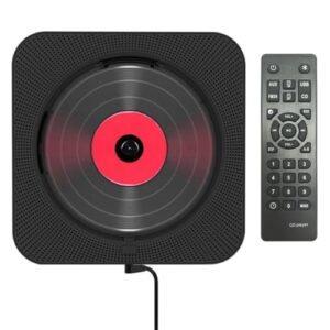 CD Player PortáTil Com RáDio FM, USB, ReproduçãO Via CartãO TF, Visor LED E Controle Remoto, Aparelho Som Com Montagem Em Parede E Tampa ProteçãO Contra Poeira, para Uso DoméStico(BLACK) (Equipamentos)