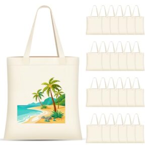 Dwscroad Pacote com 24 sacolas de lona a granel, sacolas de sublimação de 33 x 38 cm, sacolas de supermercado reutilizáveis para vinil de transferência de calor (Discos de Vinil)