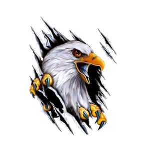 Pacote com 2 Adesivos 3D American Bald Eagle para Carro, Água-Prova, Personalizado, Vinil, Realista, Águia, Carros, Janelas, Paredes, Exterior, Janela, Águia American Bald Eagle, Generic (Discos de Vinil)