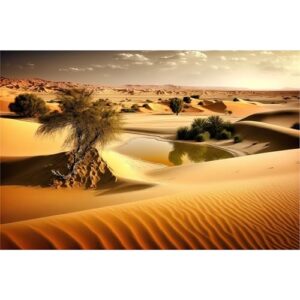 Riivvdise Fundo de habitat de réptil céu oásis montanha sol e deserto cenário terrário fundo de aquário fundo de poliéster durável vinil 182 x 61 cm (Discos de Vinil)