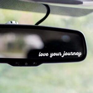 Adesivo retrovisor de vinil branco retrô Love Your Journey, adesivo de lembrete diário de afirmação positiva, lindo gráfico de decoração de interiores para carros, caminhões, laptops, garrafas de água (Discos de Vinil)