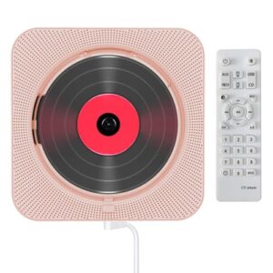 CD Player PortáTil Com RáDio FM, USB, ReproduçãO Via CartãO TF, Visor LED E Controle Remoto, Aparelho Som Com Montagem Em Parede E Tampa ProteçãO Contra Poeira, para Uso DoméStico(Pink) (Equipamentos)
