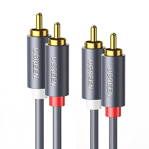 UGREEN Cabo RCA, cabo de áudio, cabo auxiliar 2RCA para 2RCA, cabo de alto-falante, 2RCA macho para macho, cabo de áudio estéreo para home theater, alto-falante, amplificador,sistemas Hi-Fi-2M (Equipamentos)