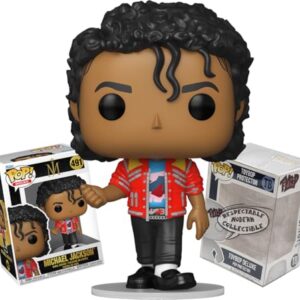 Funko Michael Jackson Beat It com jaqueta de couro vermelha + protetor ToyBop: boneco de vinil Pop! Rocks (pacote com caixa de colecionador Pro-Deluxe Pop Protector caixa de presente) (Discos de Vinil)