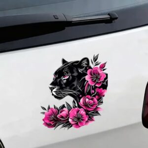 Pantera Negra com adesivo de vinil floral rosa, 5,1 x 6 polegadas, para carros, laptops, vidro, paredes, impermeável, 2 peças, #CA-011 (Discos de Vinil)