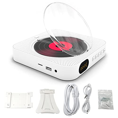 KC-909 Leitor de CD portátil Alto-falante embutido Leitores de CD estéreo com entrada dupla para fones de ouvido de 3,5 mm Tela LED Leitor de música CD montável na parede com controle remoto IR Supor (Equipamentos)
