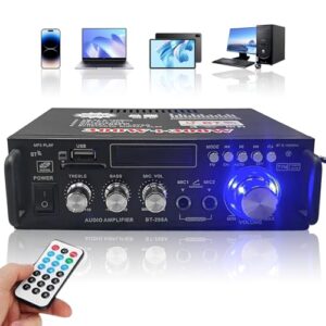 Amplificador de Áudio, Amplificador de Som Portátil, Receiver Amplificador de Voz Áudio Digital Bluetooth 5.0, 300W+300W, Rádio FM Estéreo, AC 110V/220V e DC 12V (Equipamentos)