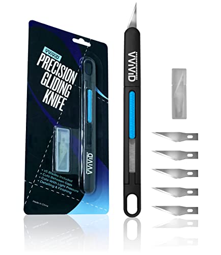 VViViD Precision Gliding Craft Hobby Knife, Retractable, Safety locking, 5 Replacement Blades (Discos de Vinil)