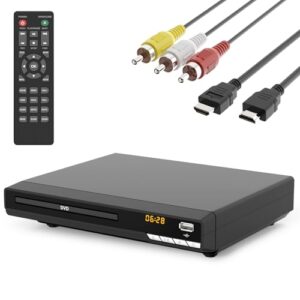 Leitores de DVD para TV com HDMI, reproduz todas as regiões e formatos, leitores de CD para casa, suporta vídeo/CD/DVD/VCD/JPEG/USB, controle remoto, cabos HDMI e RCA incluídos (modelo 2026) (Equipamentos)