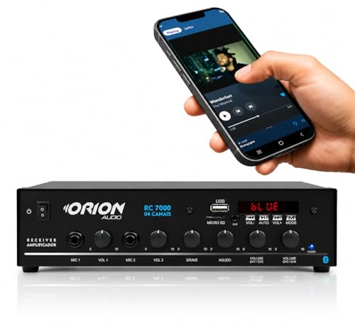 Orion Receiver RC7000 Bluetooth 500W 4 Canais | Amplificador Profissional para Igrejas, Eventos, Comércios e Som Ambiente (Equipamentos)