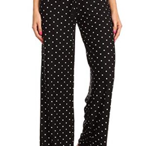 Calça de pijama feminina Leggings Depot confortável casual lisa e estampada, Polka Dots, Large (Equipamentos)
