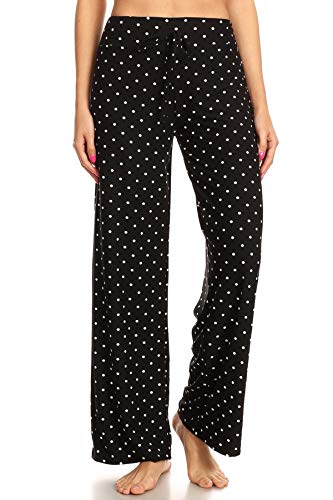 Calça de pijama feminina Leggings Depot confortável casual lisa e estampada, Polka Dots, Large (Equipamentos)