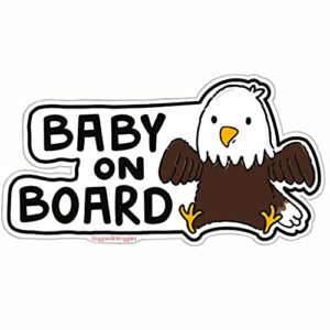 Giggles & Wiggles Baby on Board Bald Eagle - Adesivo de vinil para janela de carro - Design de animal exclusivo e fofo (Discos de Vinil)