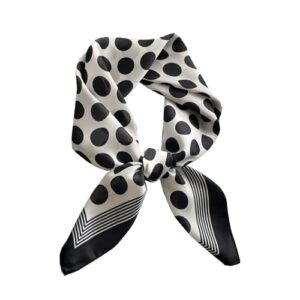 Cachecol quadrado de seda de amoreira 100% pura para cabelos - 68,58 cm x 68,58 cm - Feminino Masculino com Decote de Seda Natural Estampa Digital, Big Polka Dots, Medium (Equipamentos)