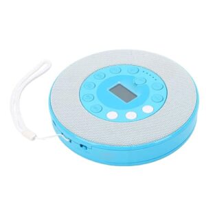 Asixxsix Leitor de CD portátil, com função anti-salto e reprodução com memória. Leitor de CD recarregável com microfone incorporado, Bluetooth e altifalante integrado. (Azul) (Equipamentos)