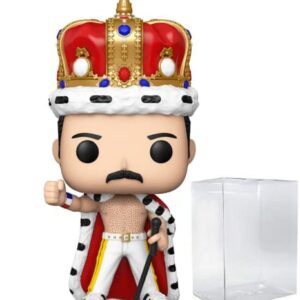 Pop Queen – Freddie [Mercury] King Funko Pop! Boneco de vinil (pacote com capa protetora de caixa pop compatível), multicolorido, 9,5 cm (Discos de Vinil)