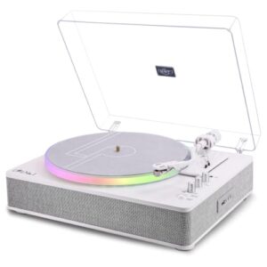 Leitor de discos com 4 alto-falantes estéreo integrados, controle de LED, toca-discos multifuncional com acionamento por correia de 2 velocidades com reprodução e gravação USB, cartucho AT-3600L (Equipamentos)