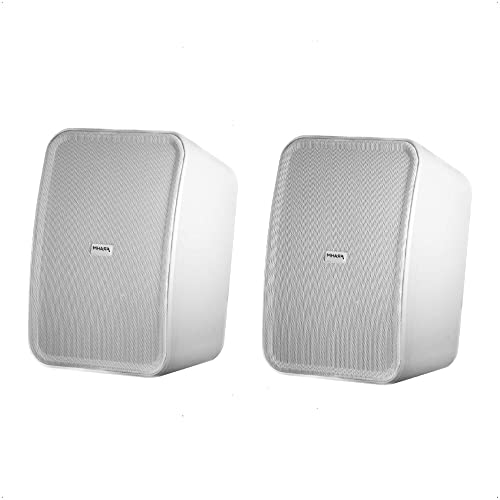 Par de Caixas de Som Outdoor Com Trafo Frahm Passiva 140W RMS HS 6 Polegadas 8 Ohms Com Suporte Para Parede Branca 32053 (Equipamentos)