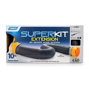 Camco - Kit de Mangueira de Esgoto RV 3 m - Vinil HTS 18 mil - SUPERKIT Extensão Mangueira Esgoto 3,5 m - Preto (Discos de Vinil)